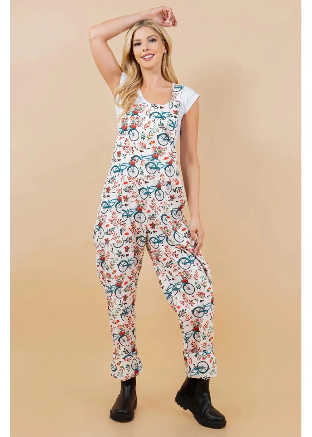 LA Soul Ayla Bicycle Dungarees Apricot