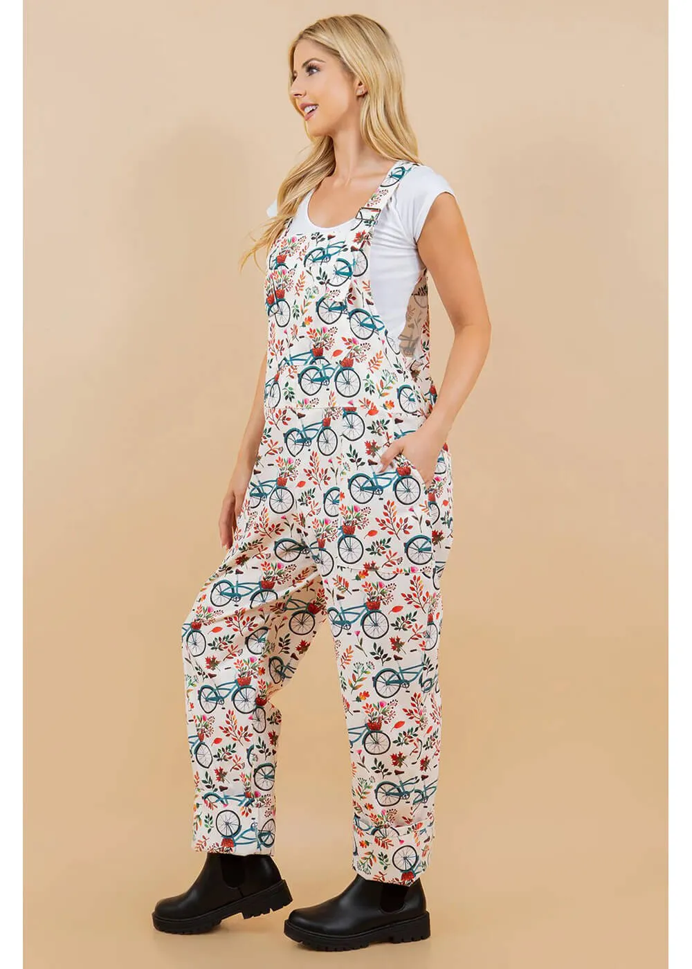 LA Soul Ayla Bicycle Dungarees Apricot