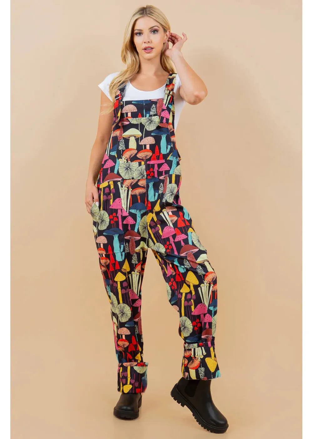 LA Soul Ayla Mushroom Reality Dungarees Black