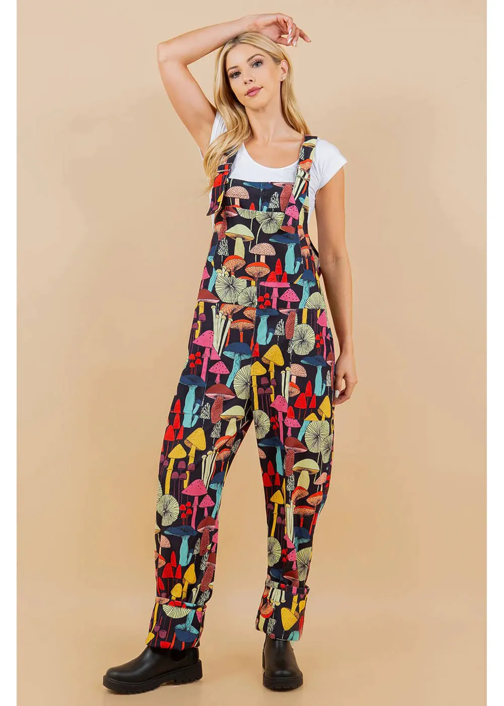 LA Soul Ayla Mushroom Reality Dungarees Black
