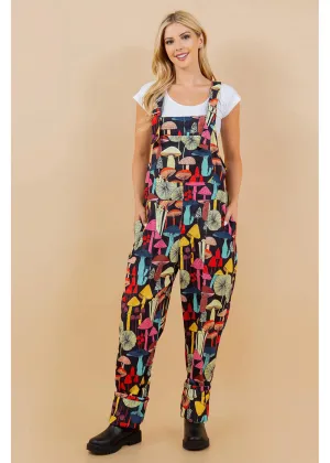 LA Soul Ayla Mushroom Reality Dungarees Black