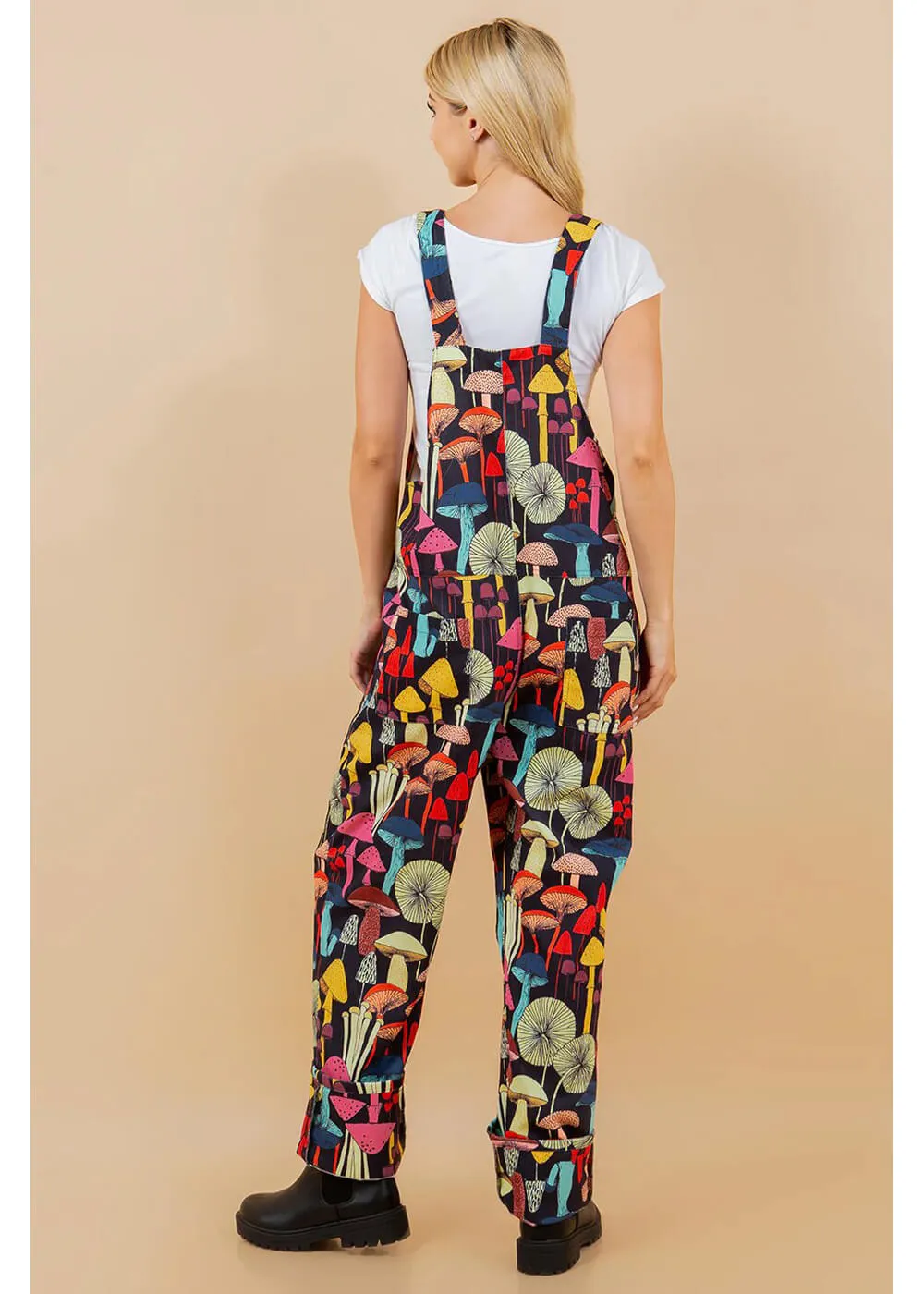 LA Soul Ayla Mushroom Reality Dungarees Black