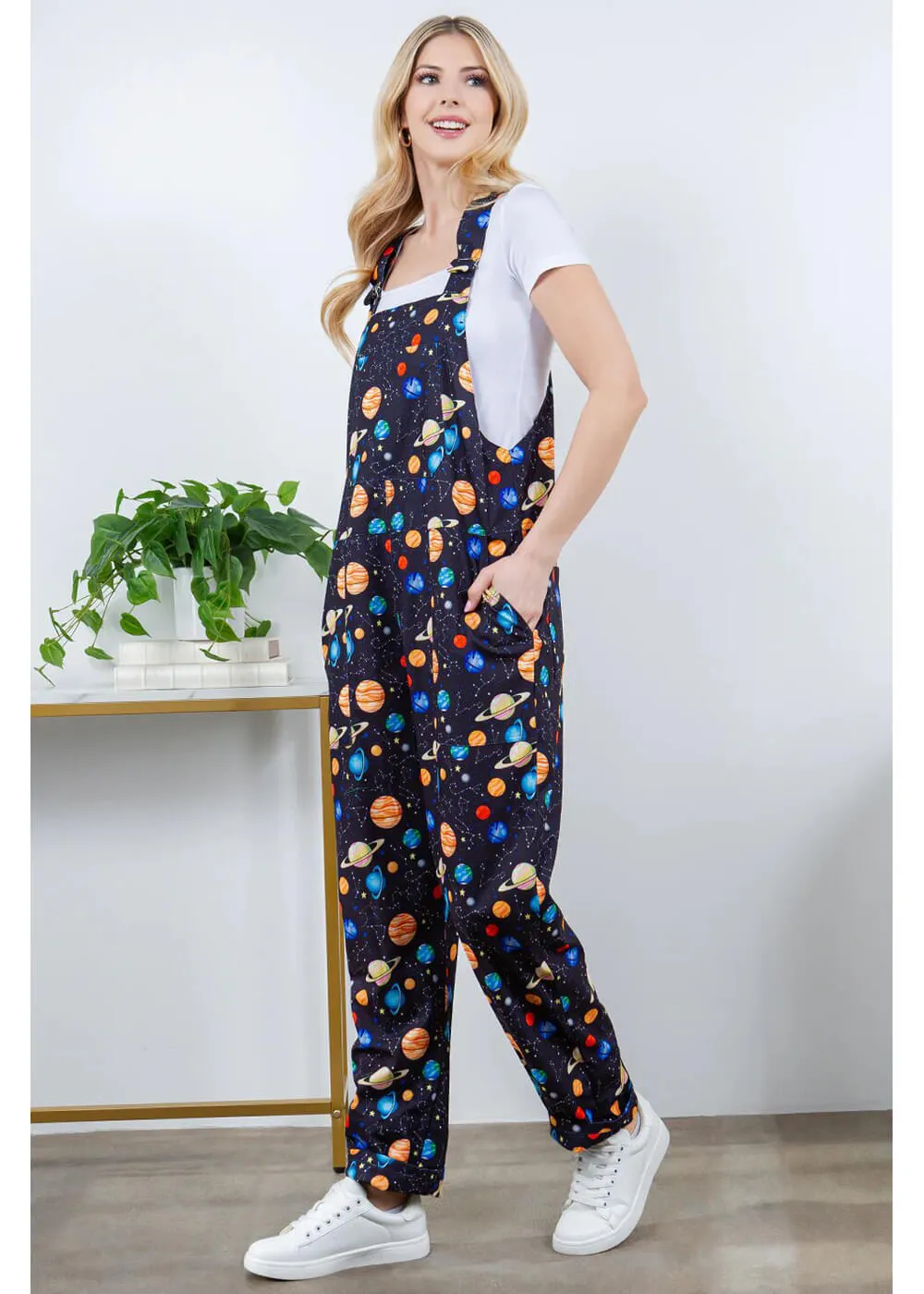 LA Soul Ayla Planets Dungarees Black