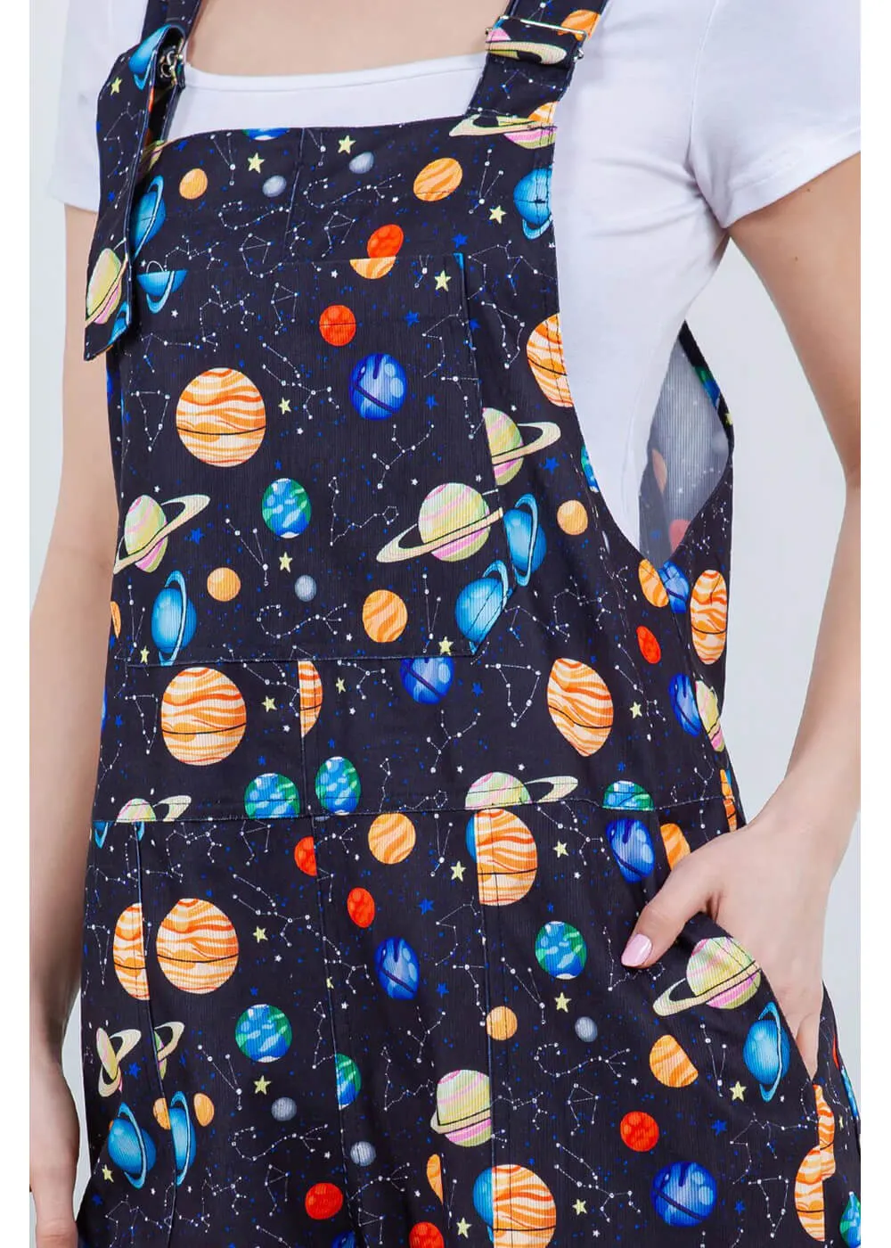 LA Soul Ayla Planets Dungarees Black