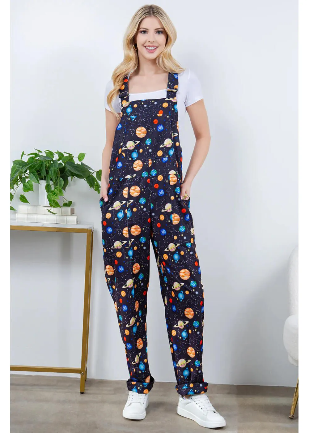 LA Soul Ayla Planets Dungarees Black