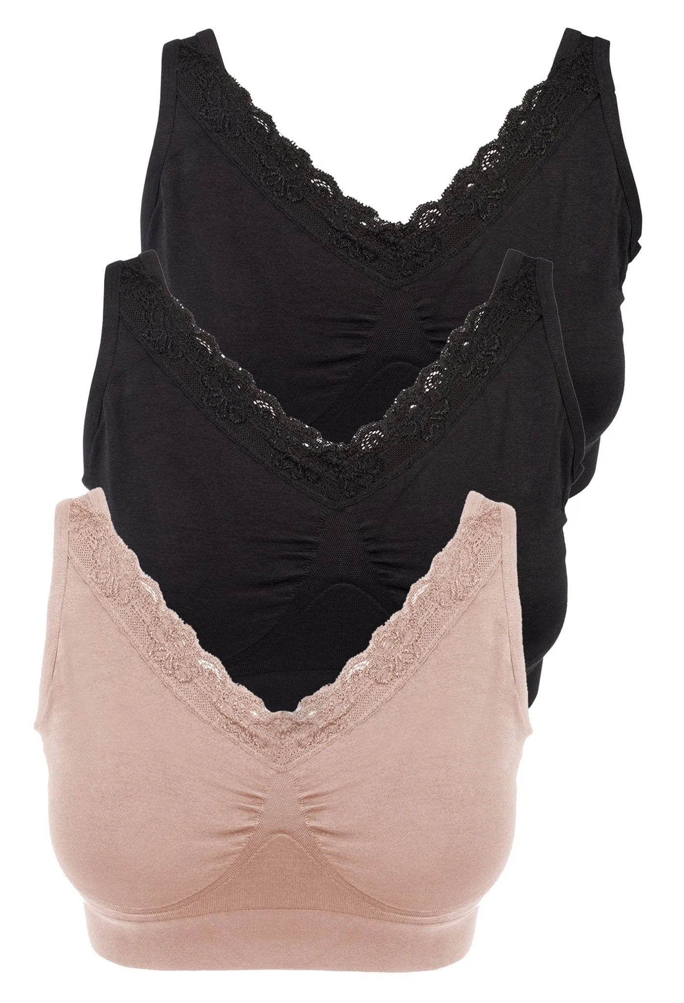 Lace Minimiser Wire Free Bra - 3 Pack