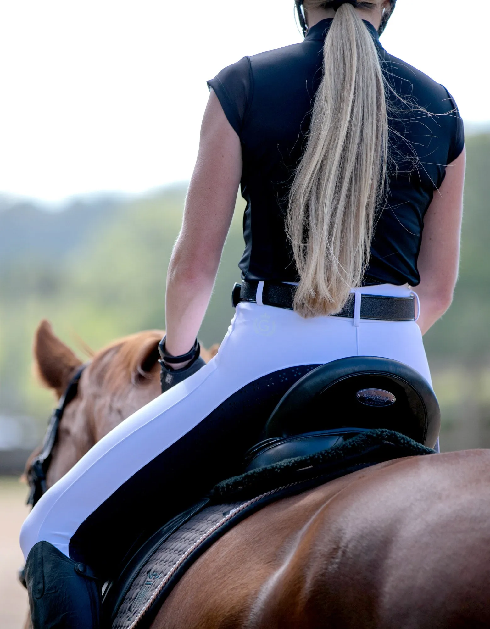 Ladies & Teen Rosette White Breeches with Black Seat