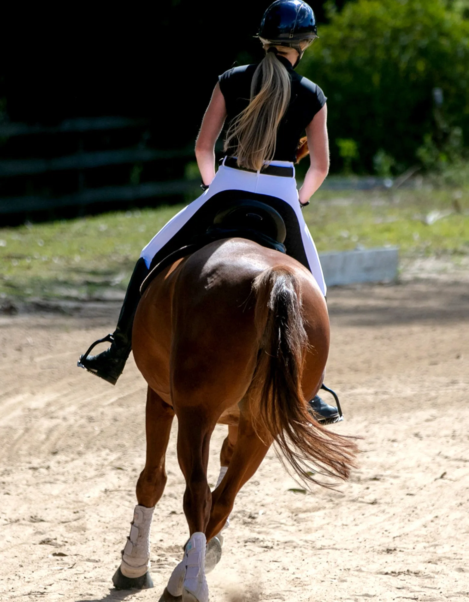Ladies & Teen Rosette White Breeches with Black Seat