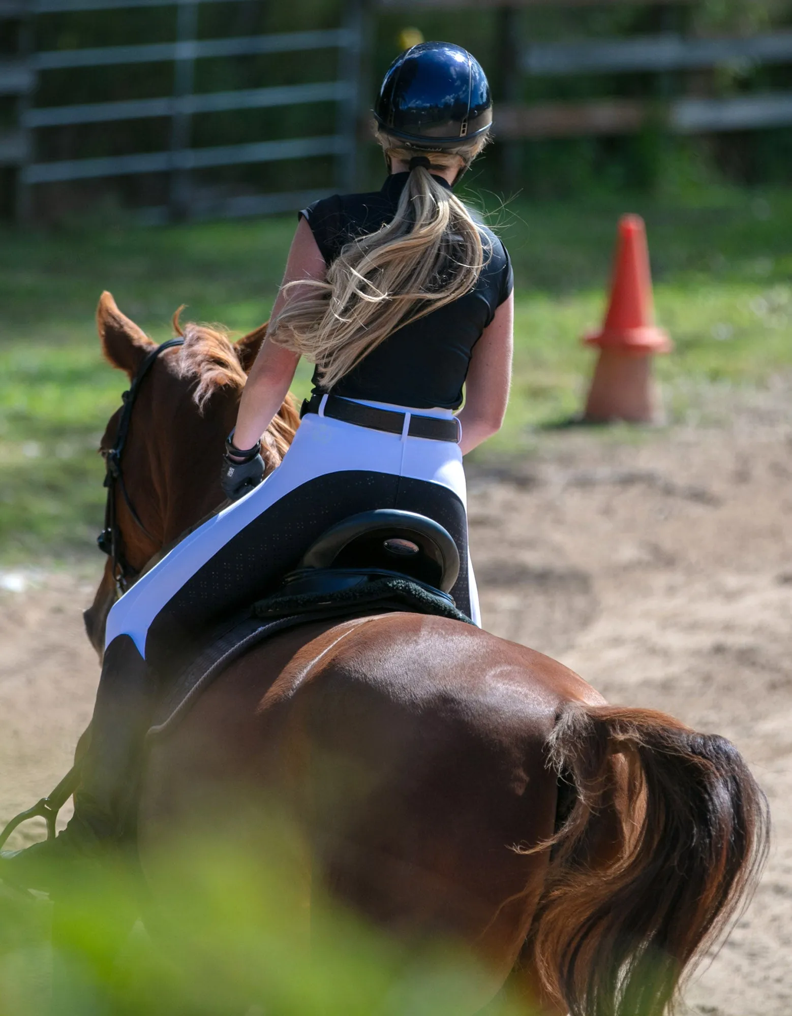 Ladies & Teen Rosette White Breeches with Black Seat
