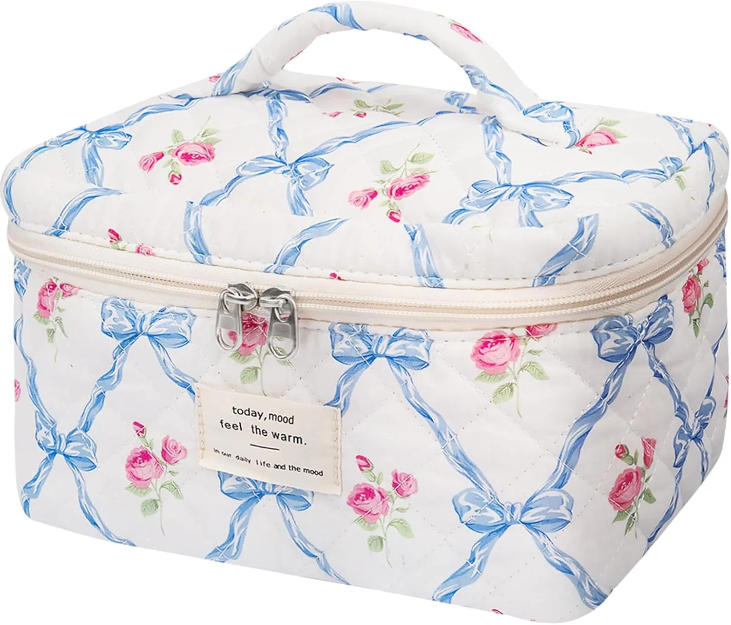 Large Makeup Bag, Cute Cosmetic Bag for Women Girls, Floral Coquette Aesthetic Toiletry Bag, Travel Make up Organizer Bag (BDLH)