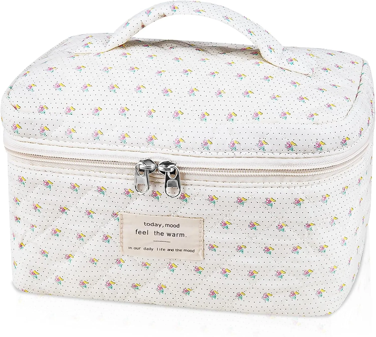 Large Makeup Bag, Cute Cosmetic Bag for Women Girls, Floral Coquette Aesthetic Toiletry Bag, Travel Make up Organizer Bag (BDLH)