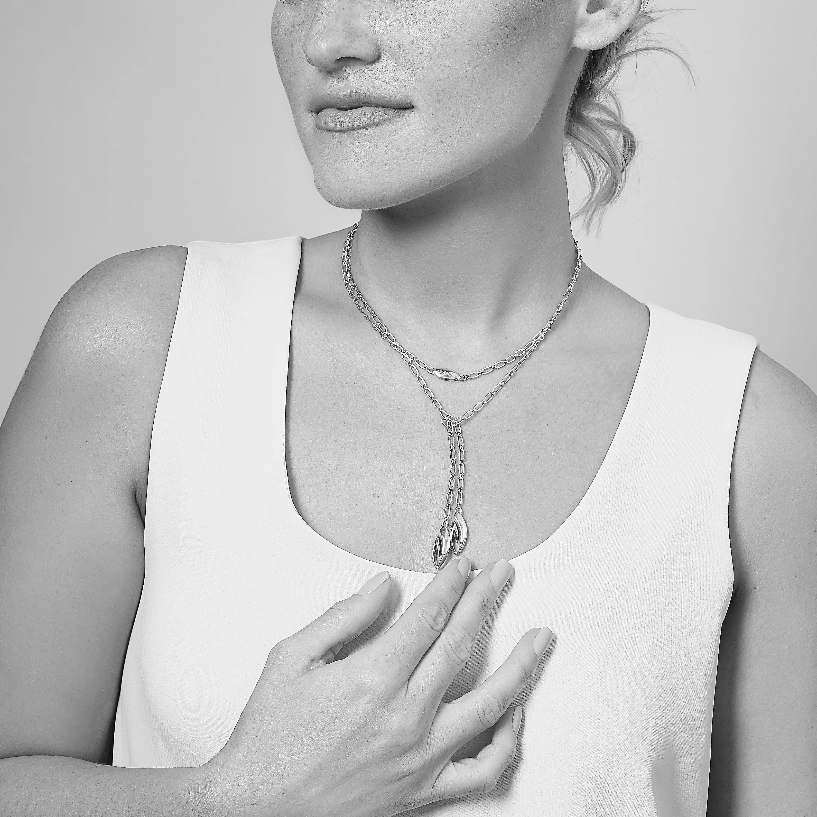 Lariat Chain Necklace - 18K Rose Gold Vermeil