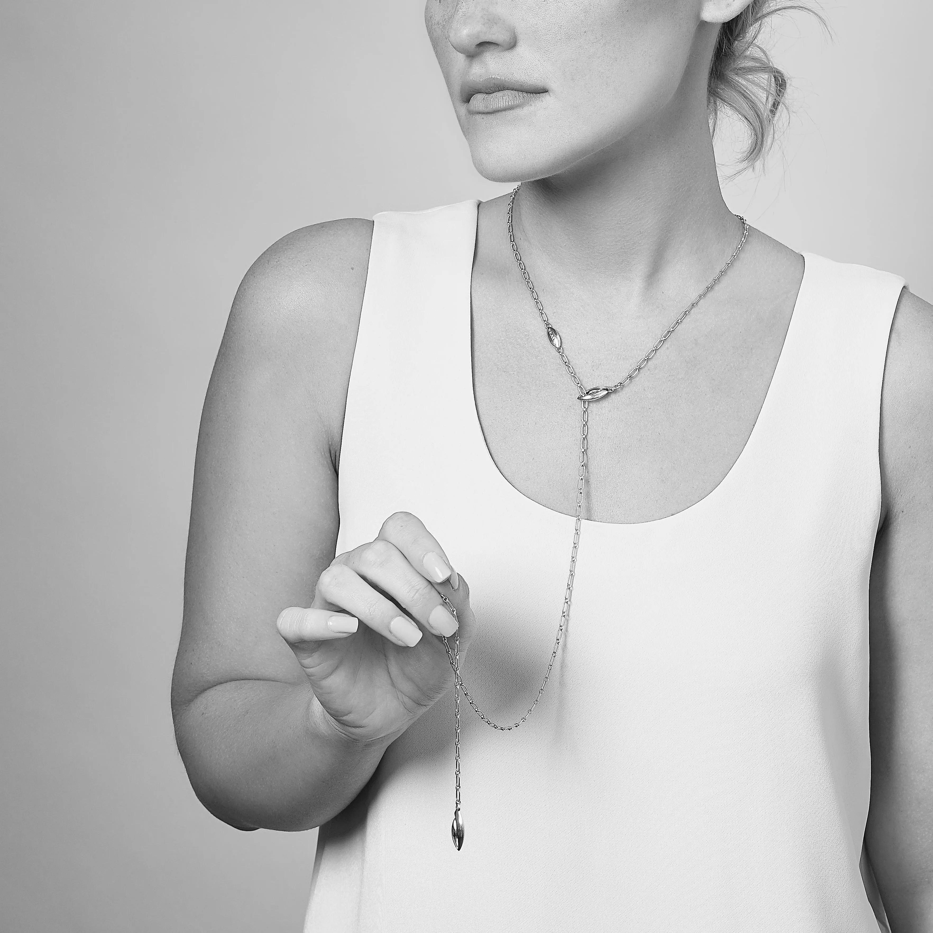 Lariat Chain Necklace - 18K Rose Gold Vermeil