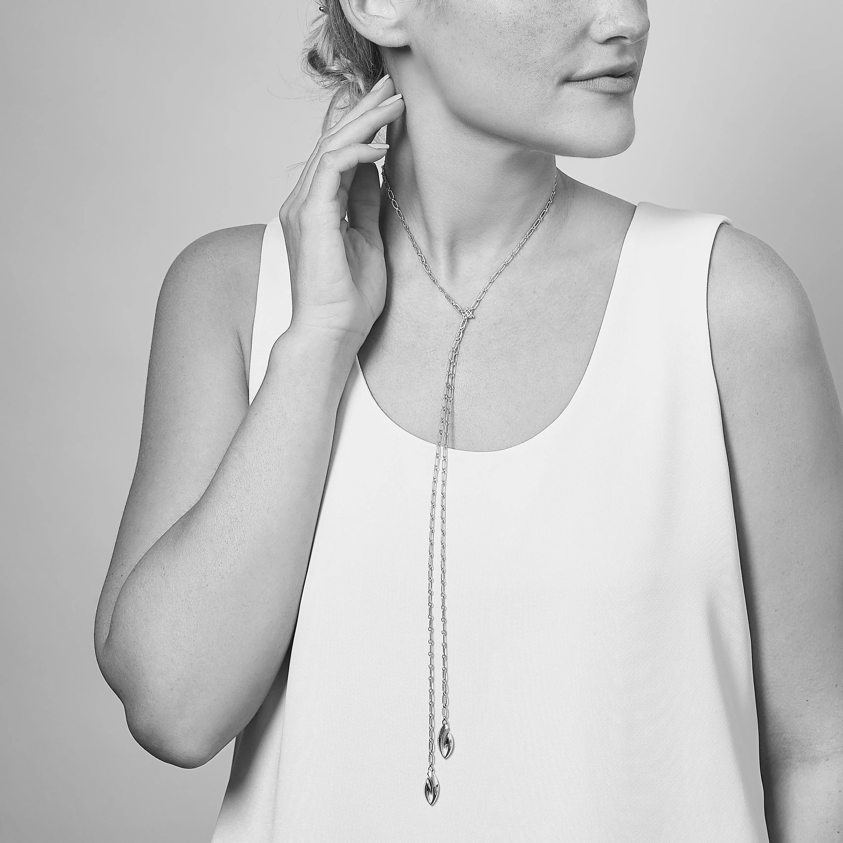Lariat Chain Necklace - 18K Rose Gold Vermeil