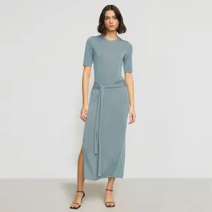 Larkyn Tie-Front Semi-Sheer Tencel-Wool Dress