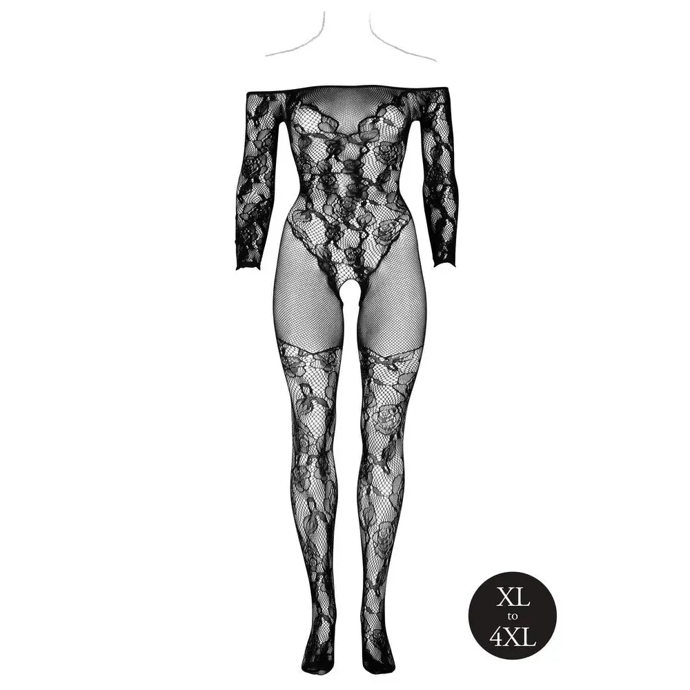 Le Desir Bodystocking with off Shoulder Long Sleeves