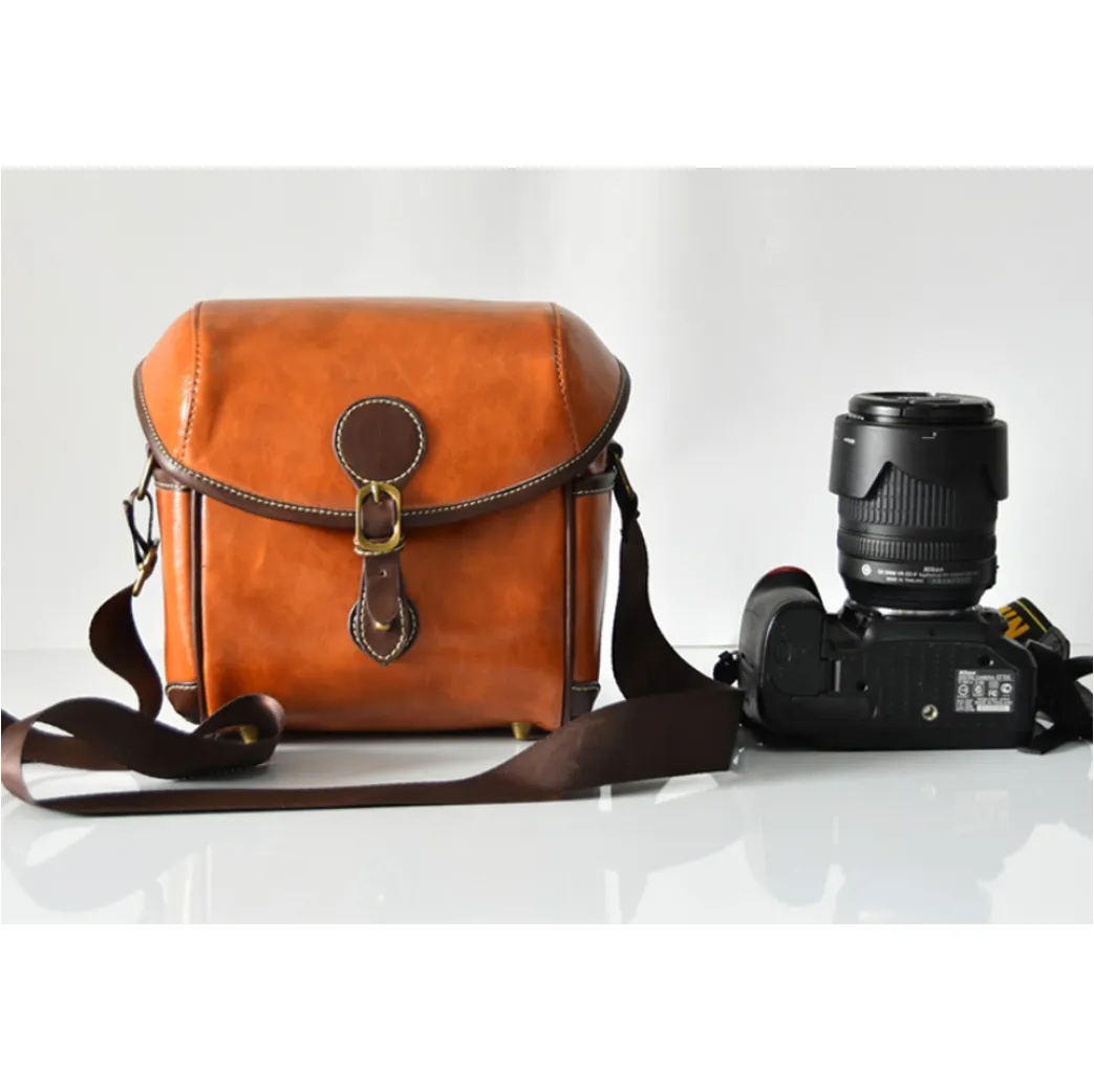 Leather Camera Bag For Women Case Waterproof PU Leather Camera Backpacks Shockproof