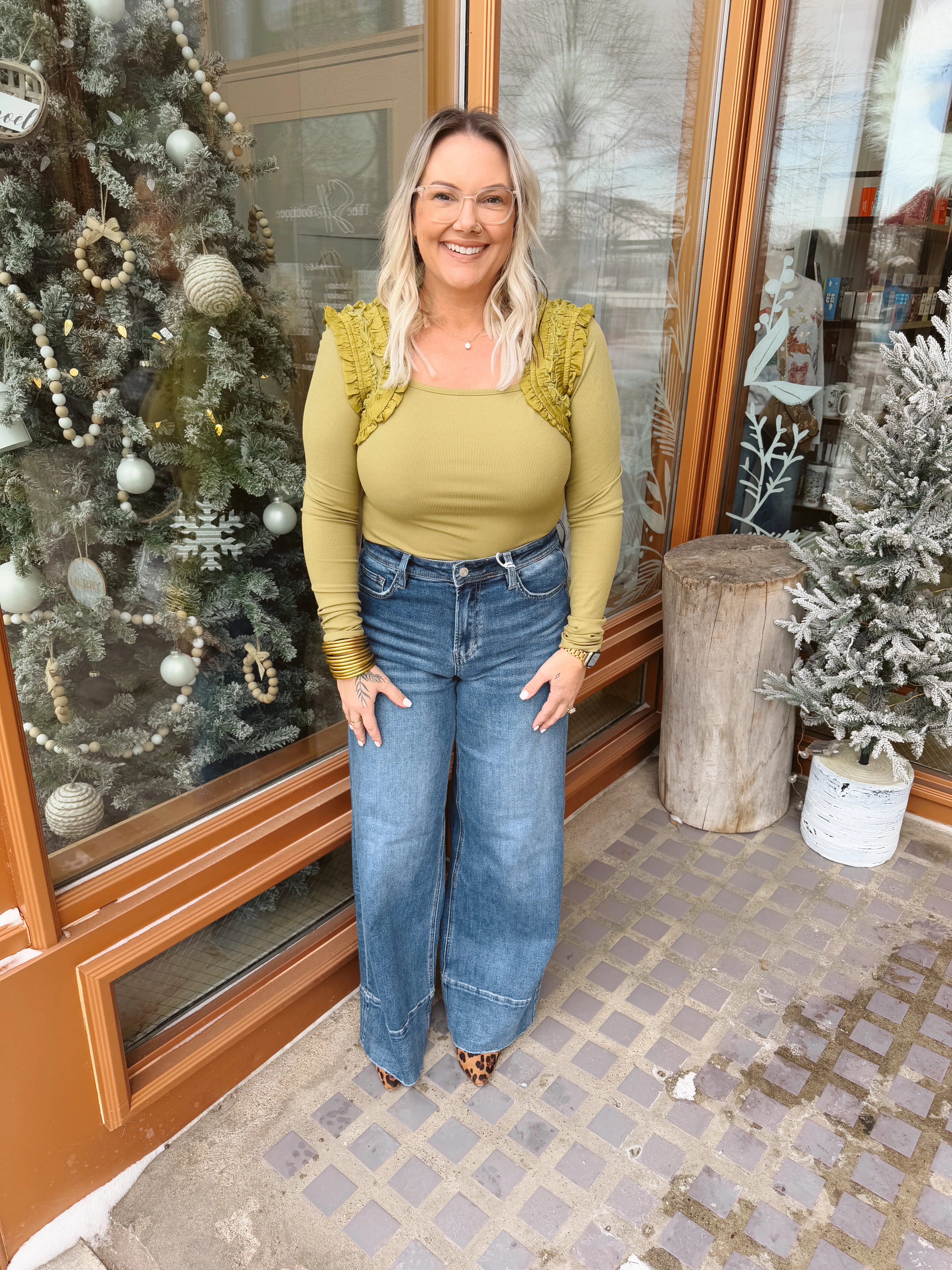 Lemon Grass Ruffle Top