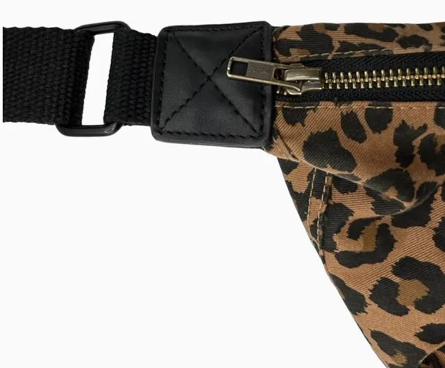 Leopard Print Cotton Sling Bag - Large