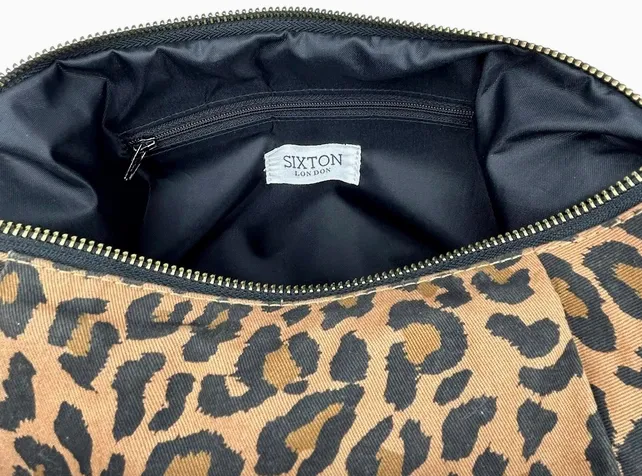 Leopard Print Cotton Sling Bag - Large