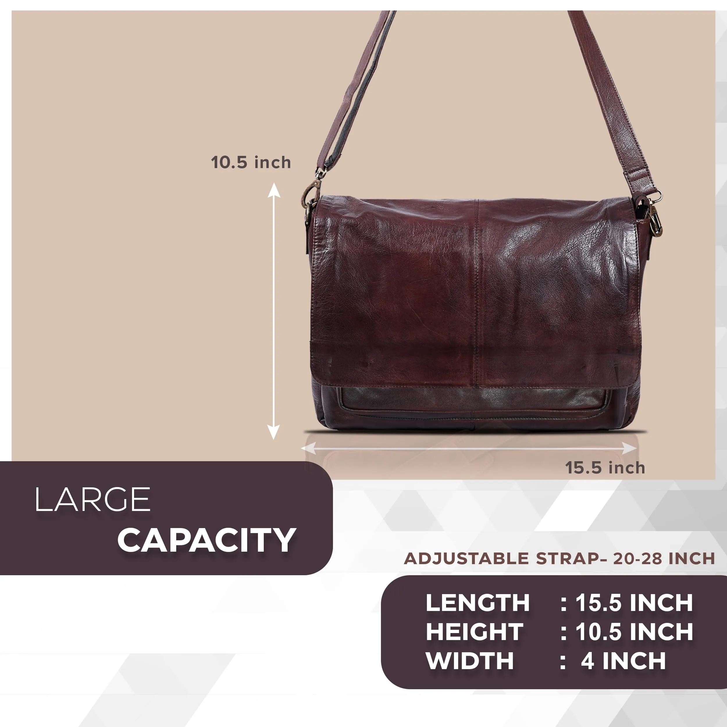 Lightweight Leather Bags For Office And College | For Men | Multiple Compartments | Multipurpose Brown Messenger Bags