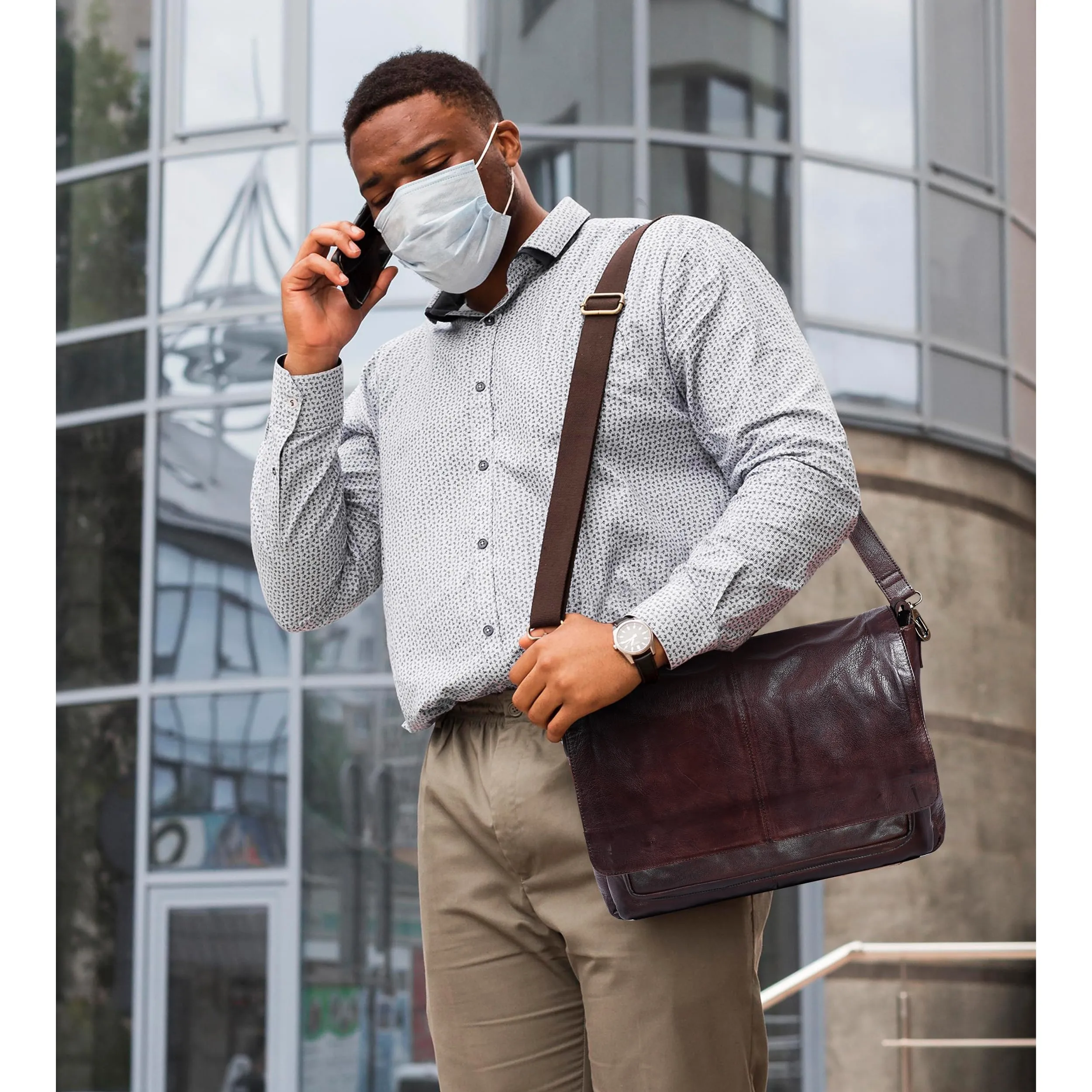 Lightweight Leather Bags For Office And College | For Men | Multiple Compartments | Multipurpose Brown Messenger Bags