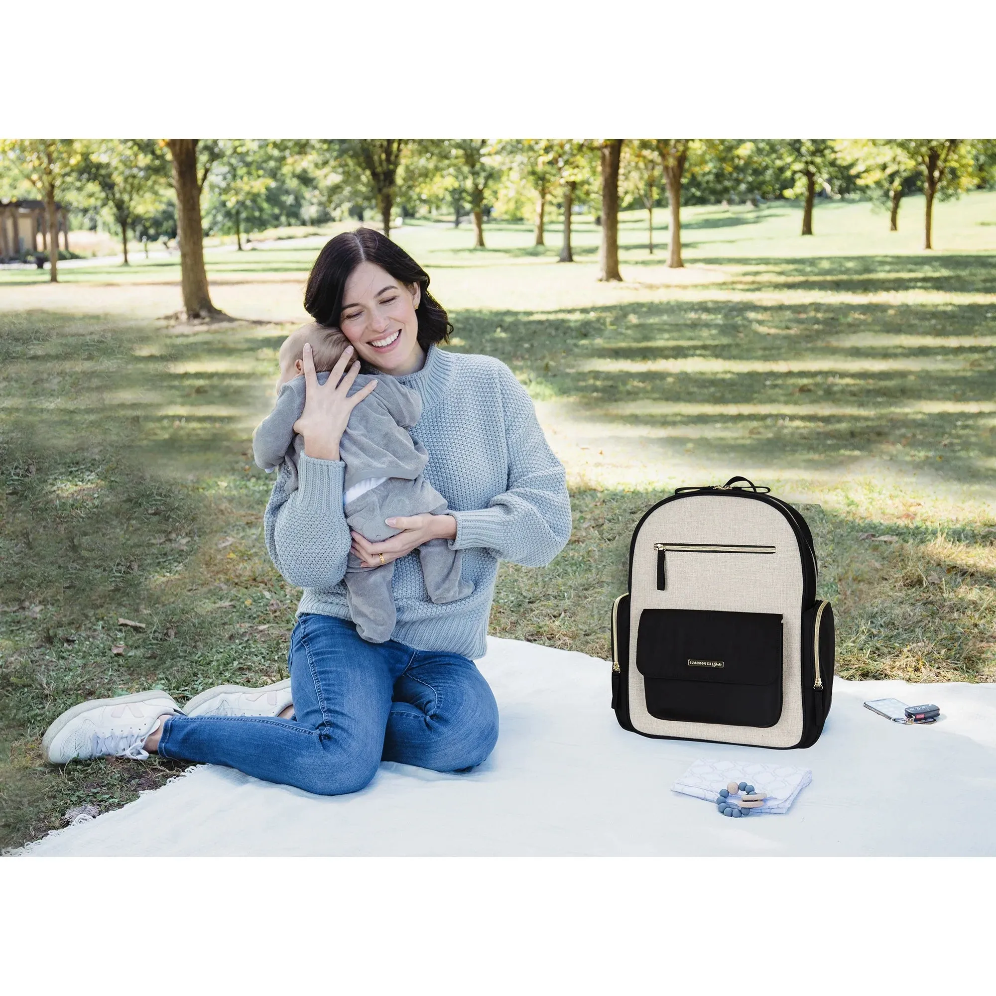 Linen Back Pack Diaper Bag, Infant/Toddler