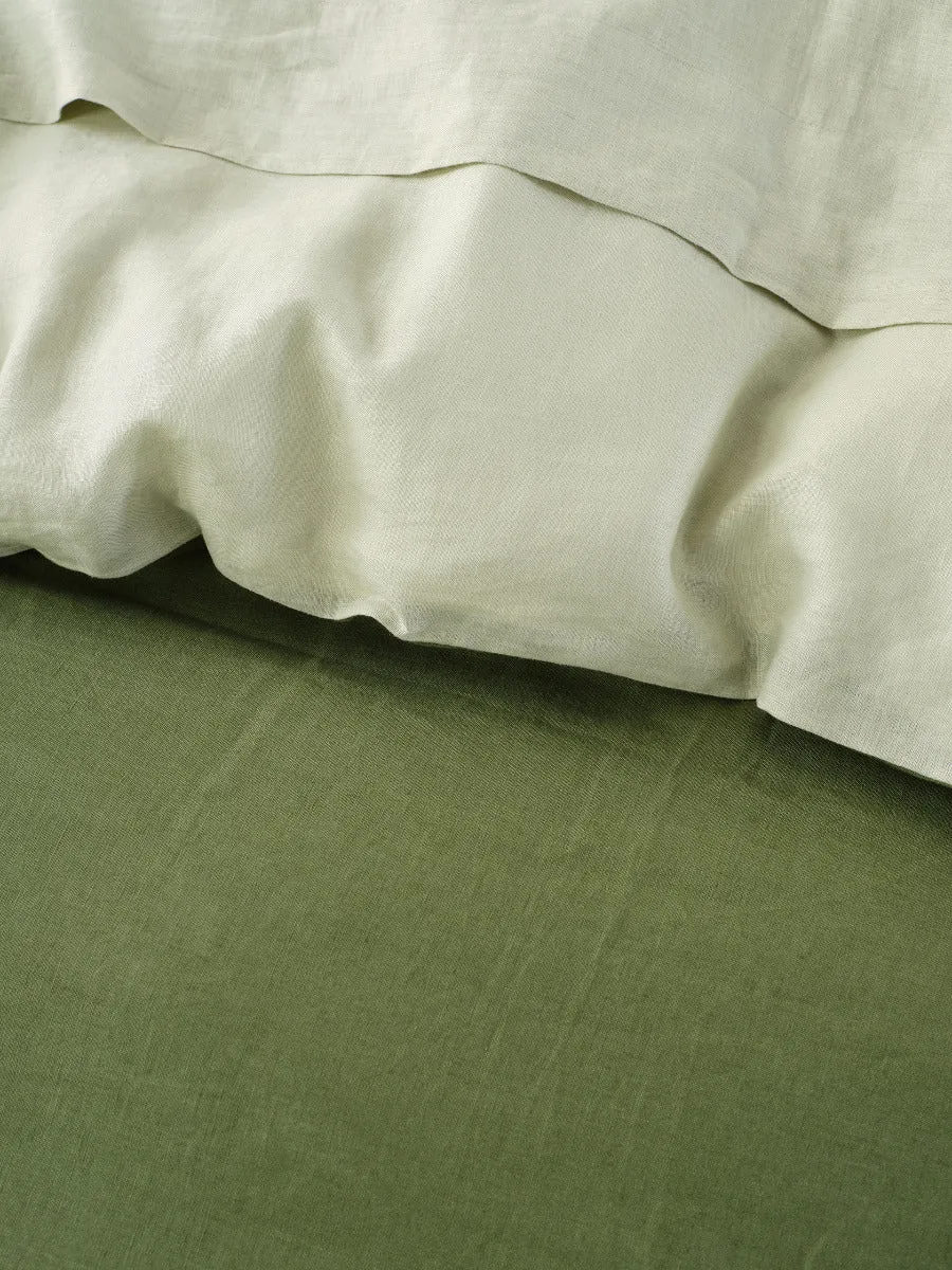 LINEN HOUSE NIMES DUET QUILT COVER SET - MOSS/WASABI