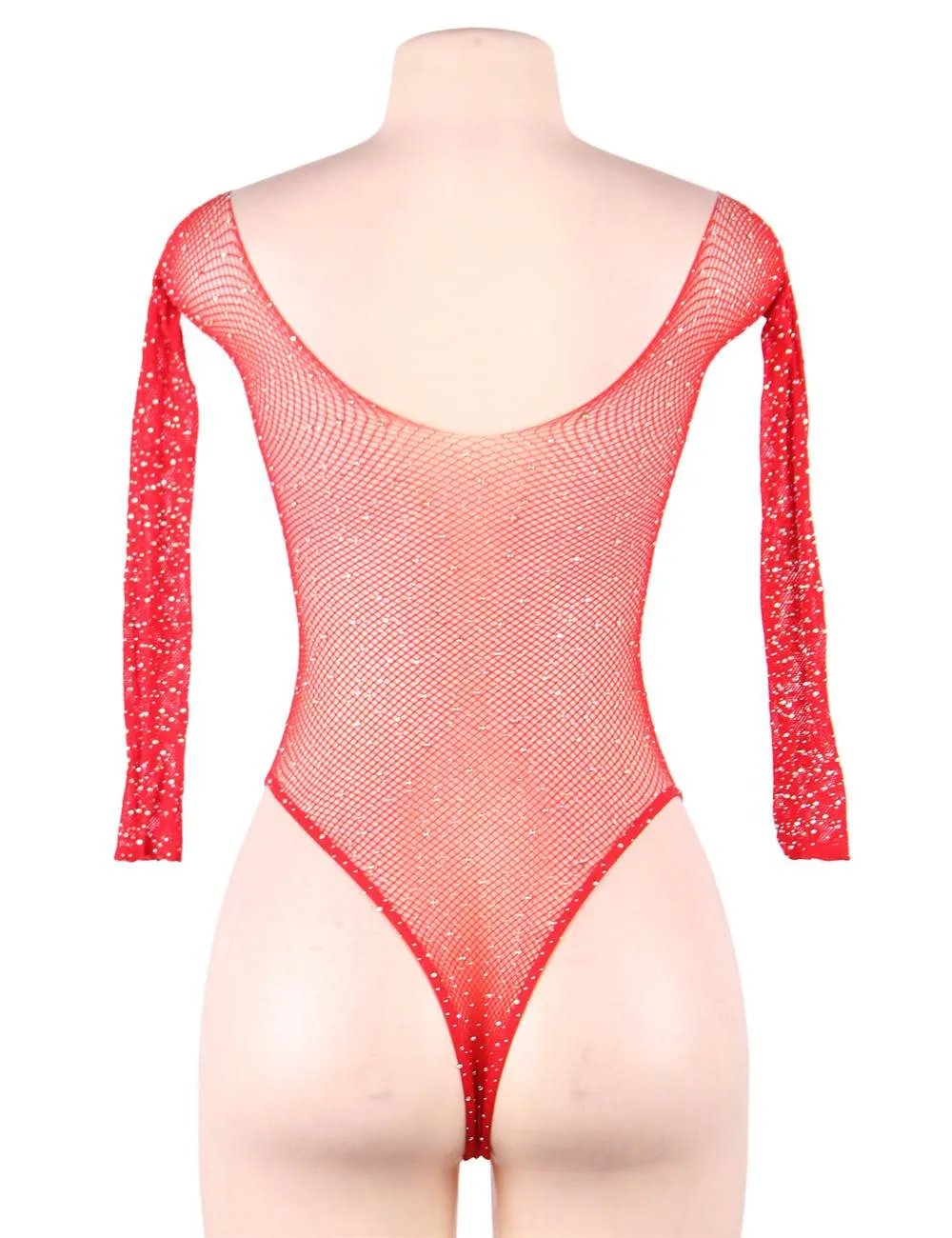 Long Sleeve Fishnet Off-the-shoulder Sparkle Bodysuit