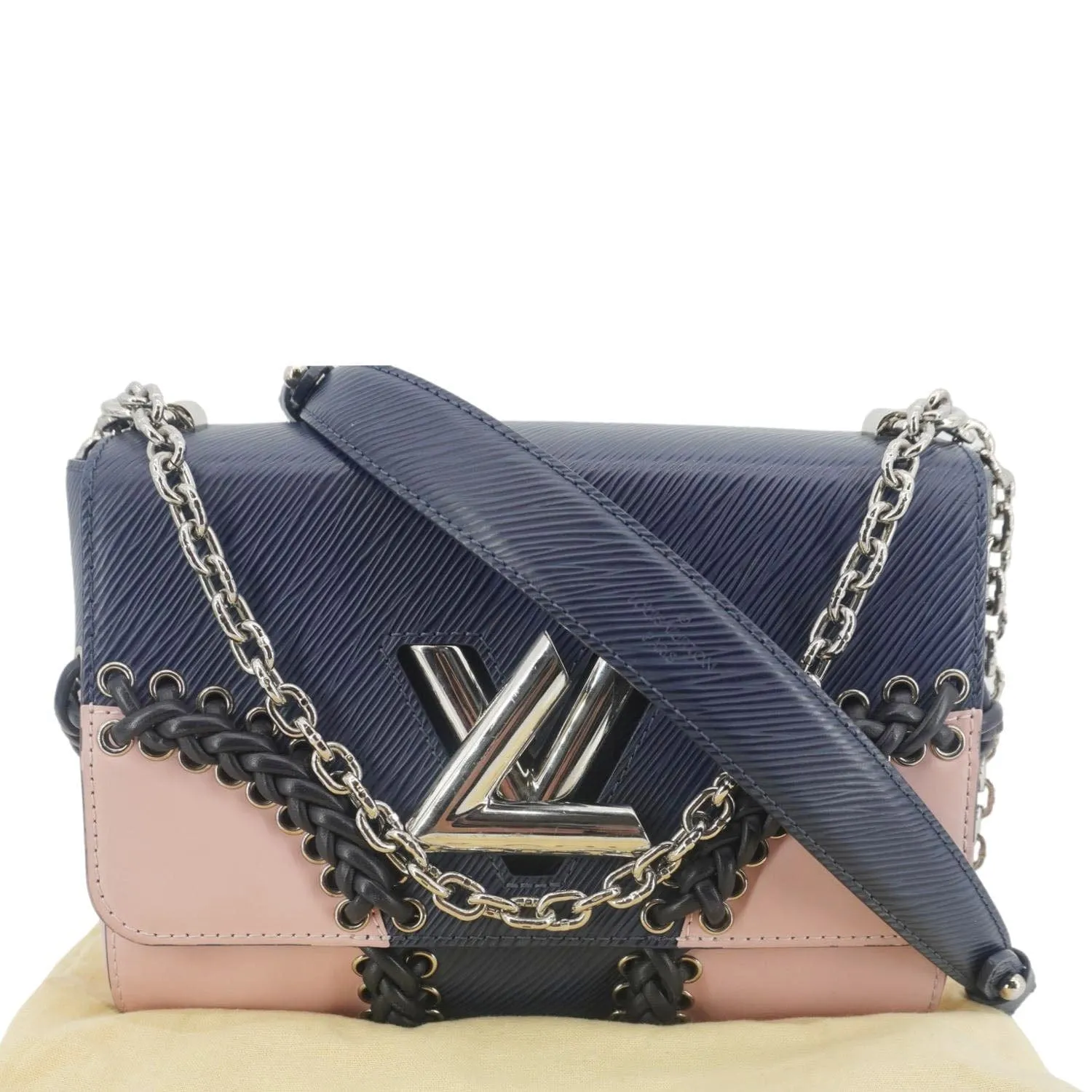 LOUIS VUITTON Twist MM Braided Epi Leather Shoulder Bag Blue