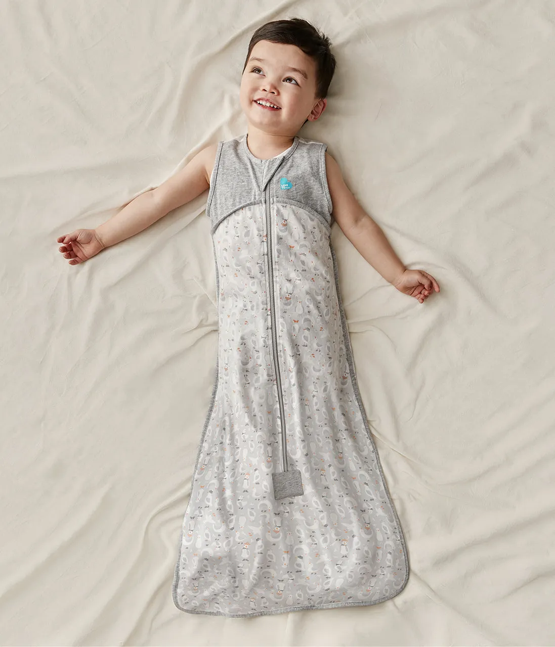 Love To Dream Sleep Bag Organic Light Grey Lite 0.2 Tog Sleeveless