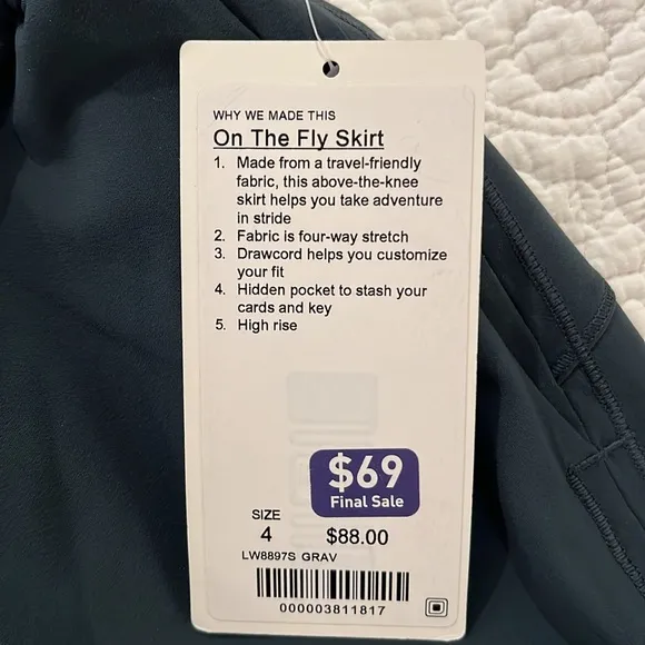 Lululemon On The Fly Skirt *21&quot; Size 4 NWT