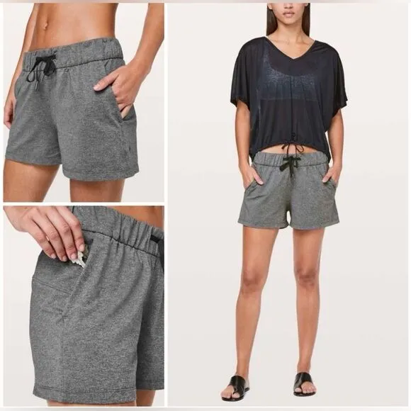 Lululemon On The Fly Short*2.5&quot; in Heathered Black