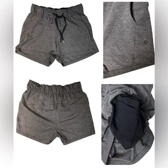Lululemon On The Fly Short*2.5&quot; in Heathered Black