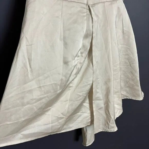Lulus Always Celebrating Ivory Satin Off-the-Shoulder Mini Dress Size Small NEW