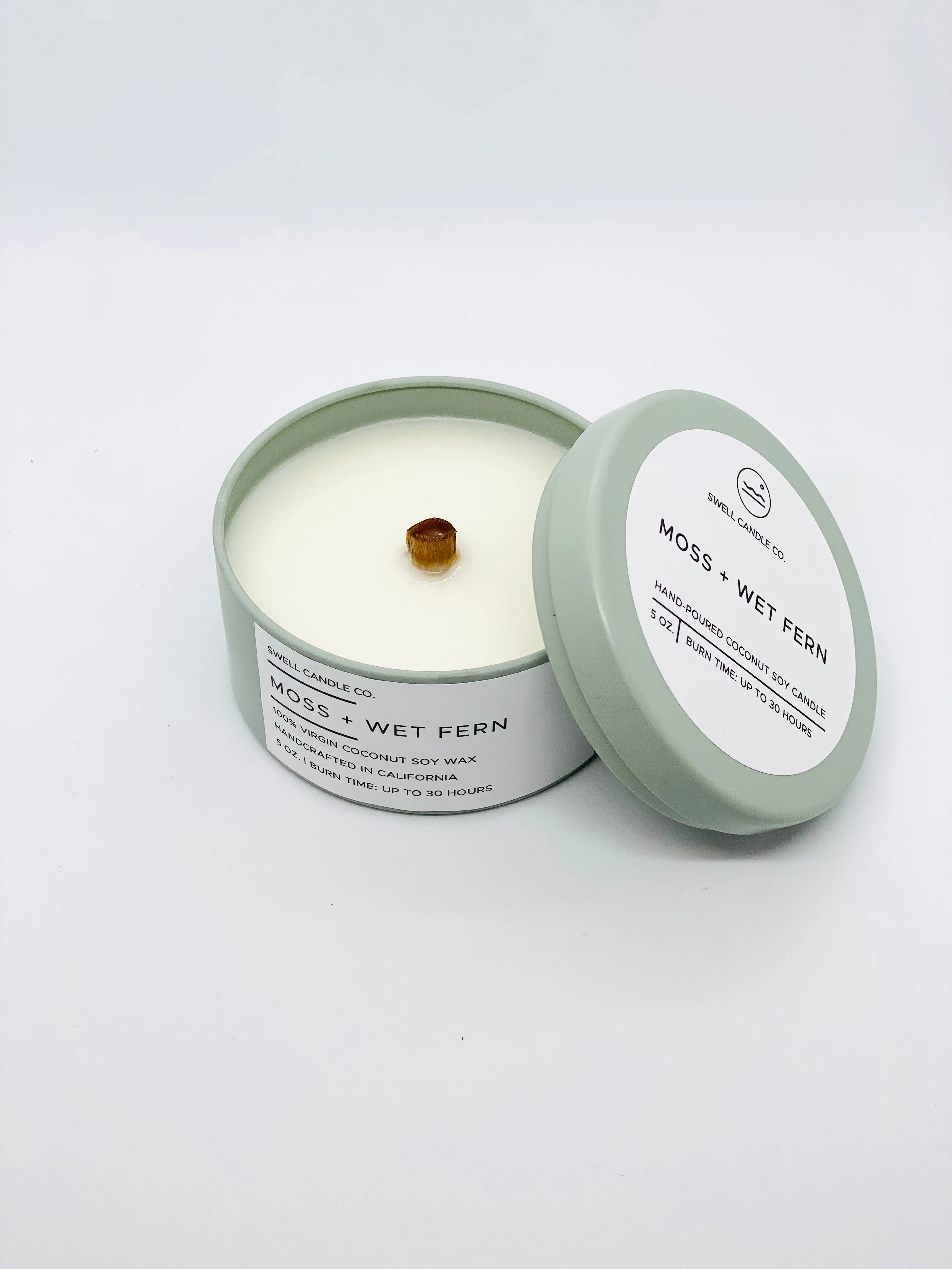 Luxe Pastel Metal Tin Candle with Spiral Wooden Wick