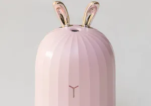 Luxe Rose Gold and Pink Bunny Travel Humidifier with LED Spectrum Nightlight