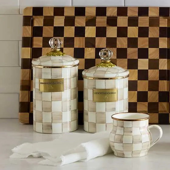 MacKenzie-Childs -Medium Canister - Mocha Check
