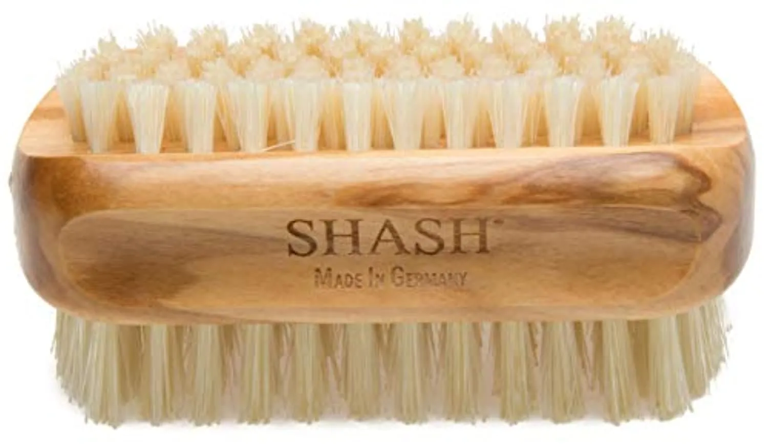 Made in Germany - SHASH Natural 100% Natural Boar Bristle Nail Brush - Gently Removes Dirt and Grime for Clean Hands - Exfoliates Skin for Soft, Smooth Texture, Wood (Olive)