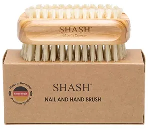Made in Germany - SHASH Natural 100% Natural Boar Bristle Nail Brush - Gently Removes Dirt and Grime for Clean Hands - Exfoliates Skin for Soft, Smooth Texture, Wood (Olive)