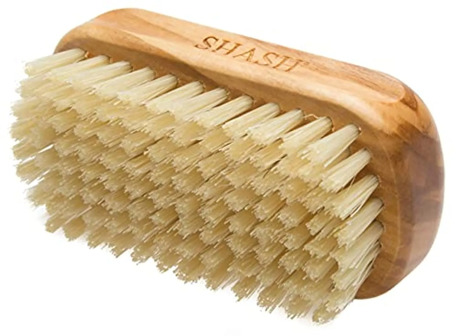 Made in Germany - SHASH Natural 100% Natural Boar Bristle Nail Brush - Gently Removes Dirt and Grime for Clean Hands - Exfoliates Skin for Soft, Smooth Texture, Wood (Olive)