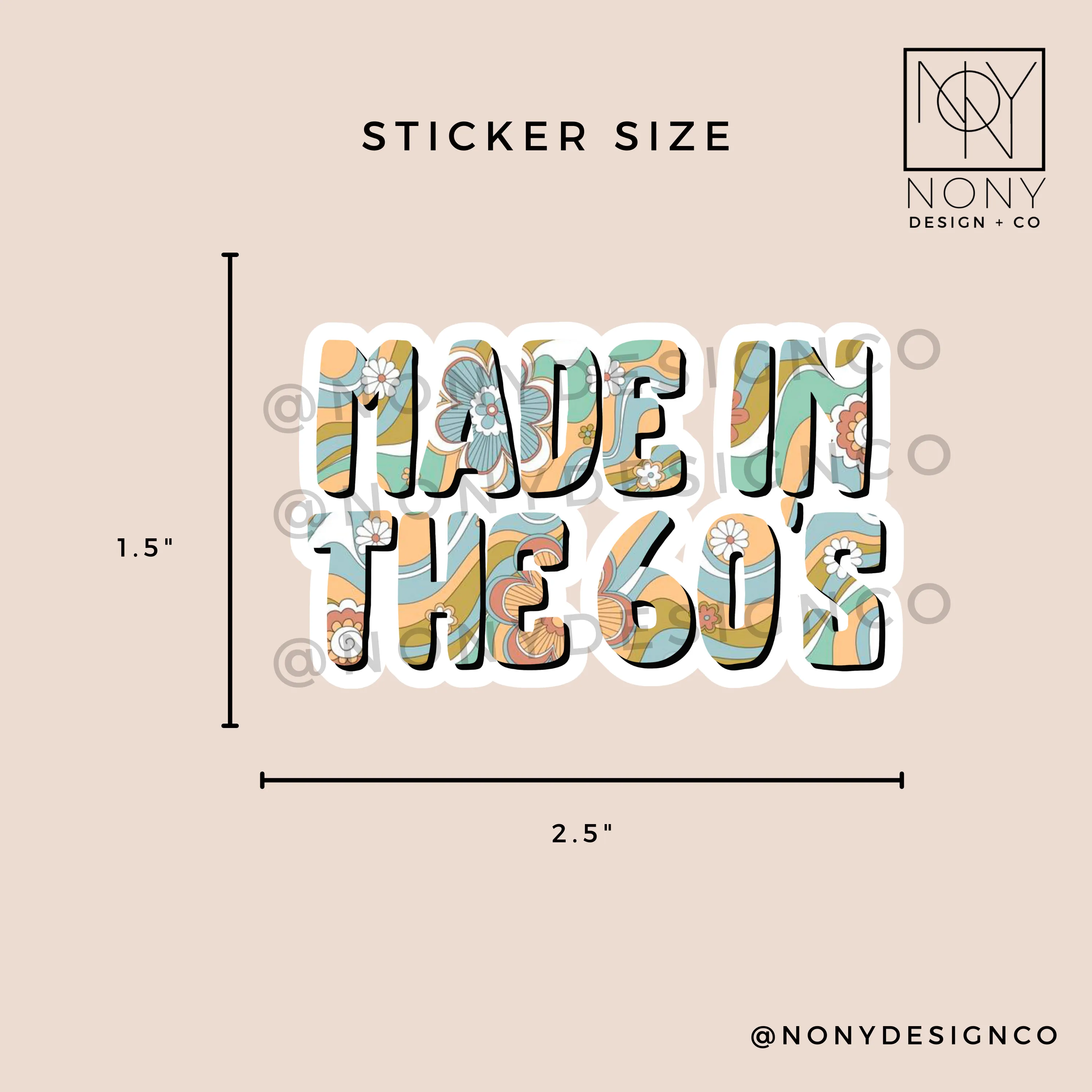 Made in the 60's Die Cut Sticker