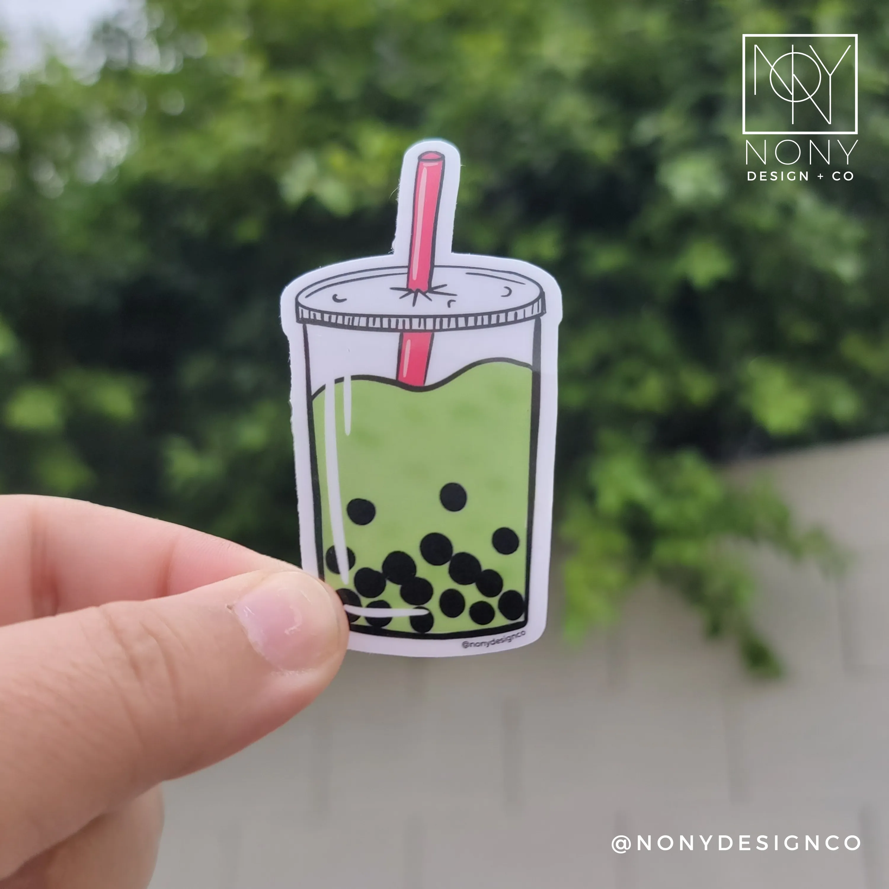Matcha Boba Tea Die Cut Sticker