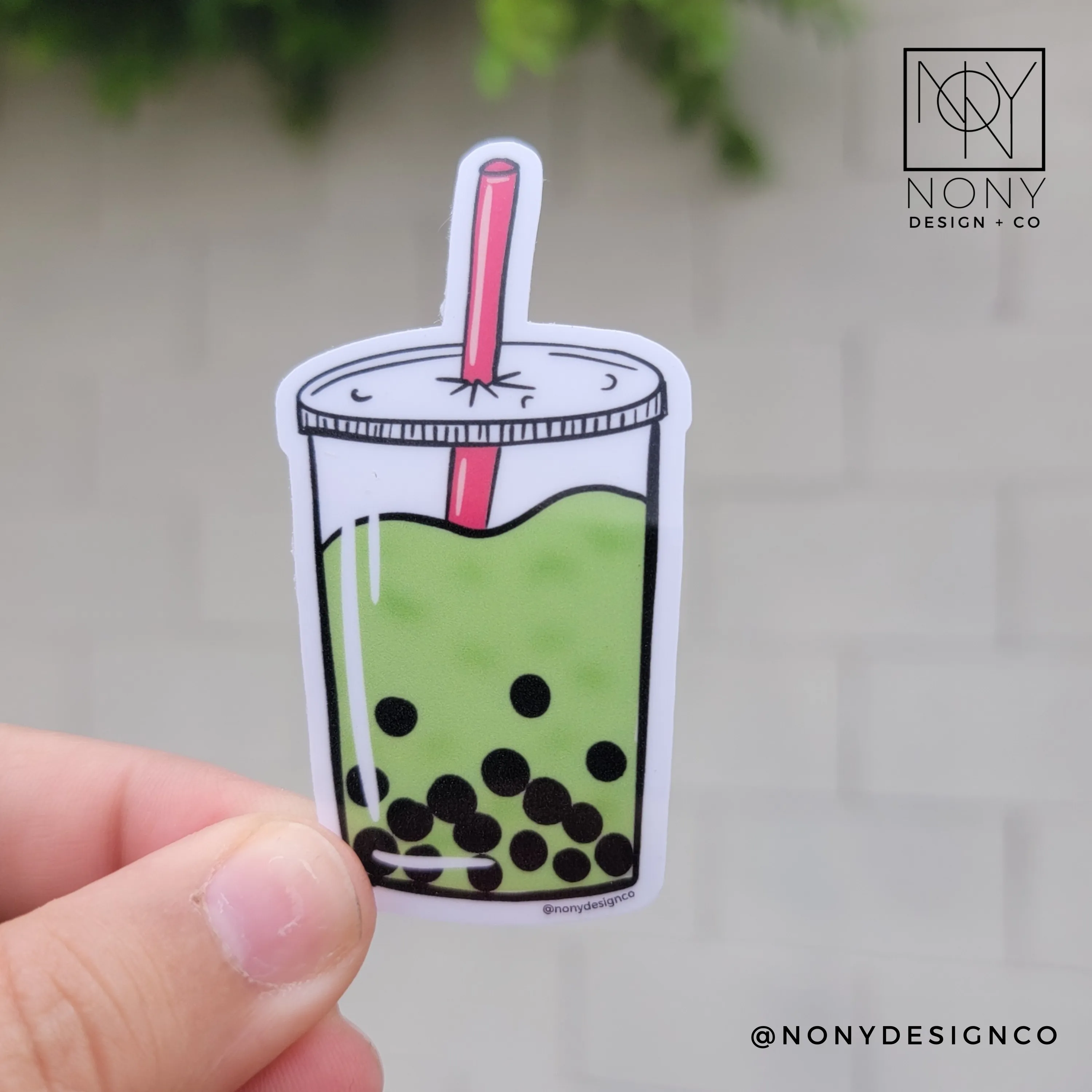 Matcha Boba Tea Die Cut Sticker