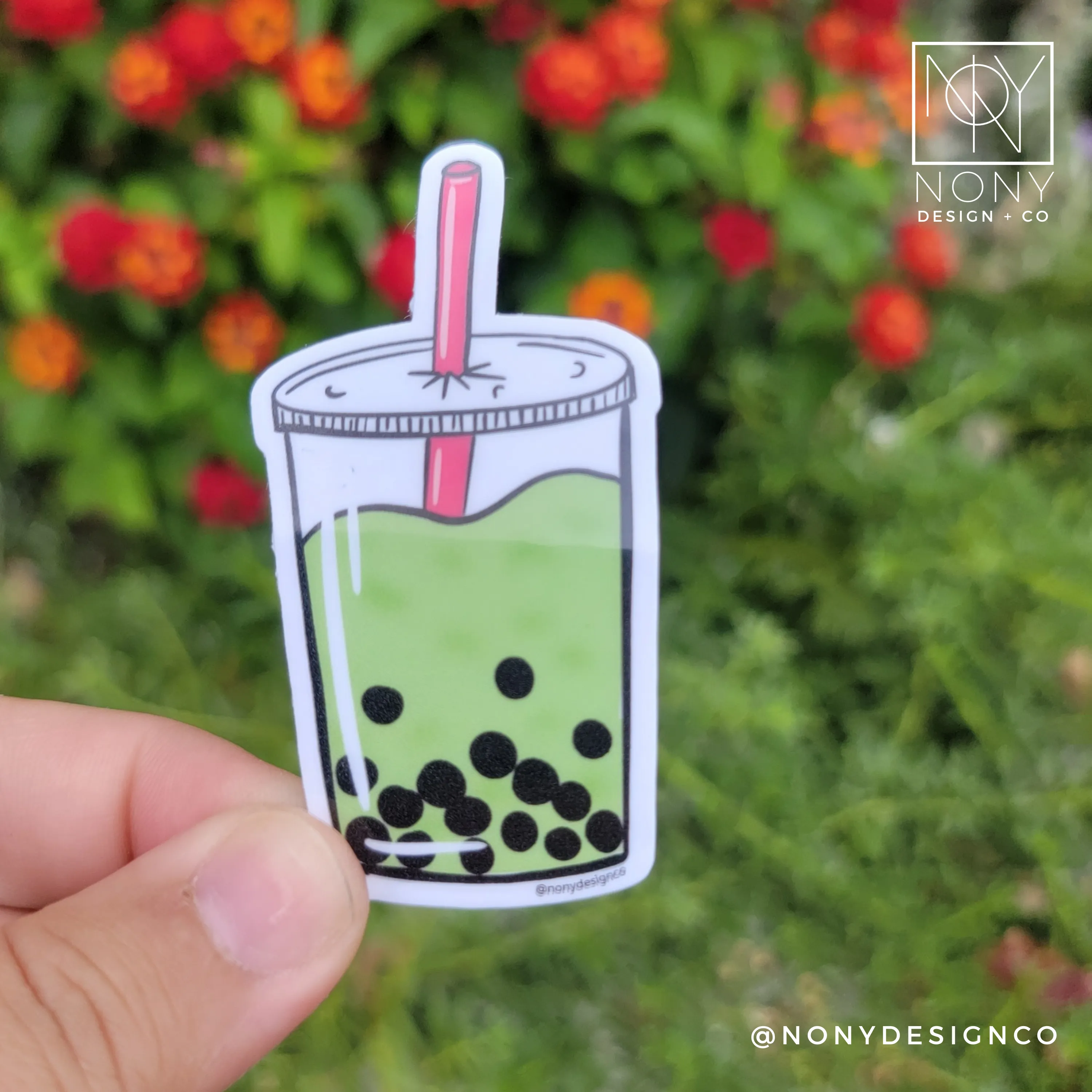 Matcha Boba Tea Die Cut Sticker
