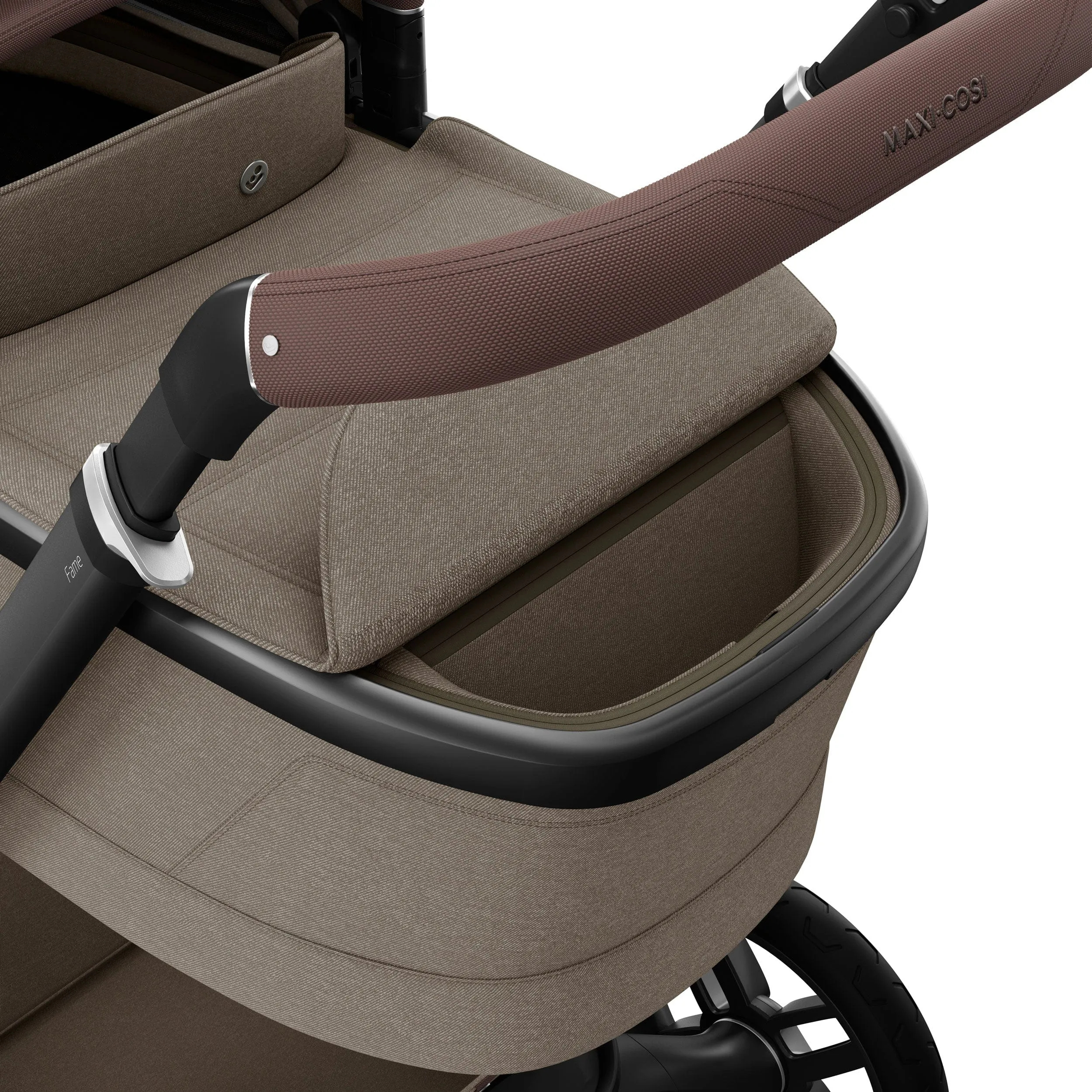 Maxi-Cosi FAME Travel System (Pebble 360 Pro 2 & Base KIT) in Twillic Truffle - Black Wheels