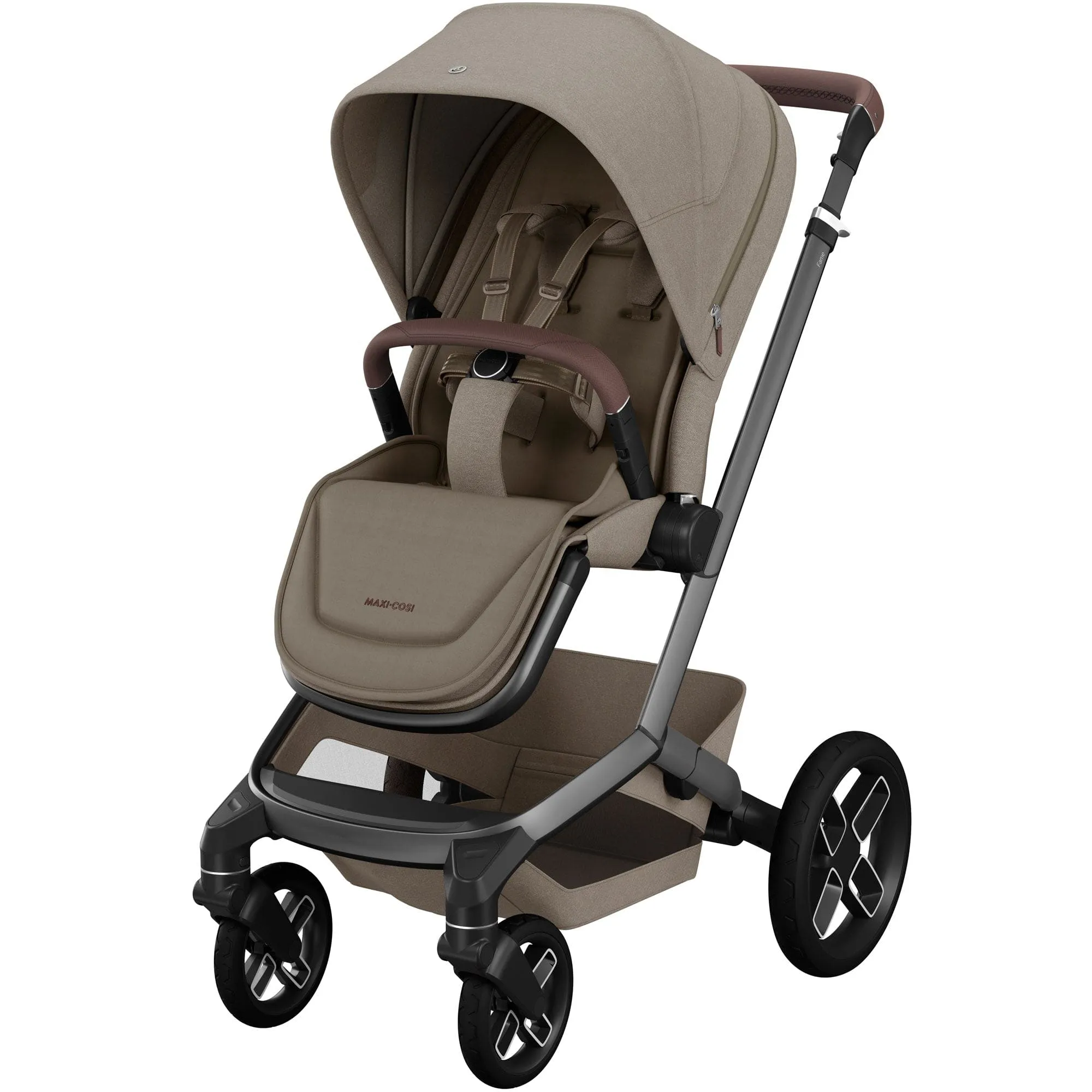 Maxi-Cosi FAME Travel System (Pebble 360 Pro 2 & Base KIT) in Twillic Truffle - Black Wheels