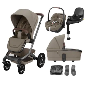 Maxi-Cosi FAME Travel System (Pebble 360 Pro 2 & Base KIT) in Twillic Truffle - Black Wheels