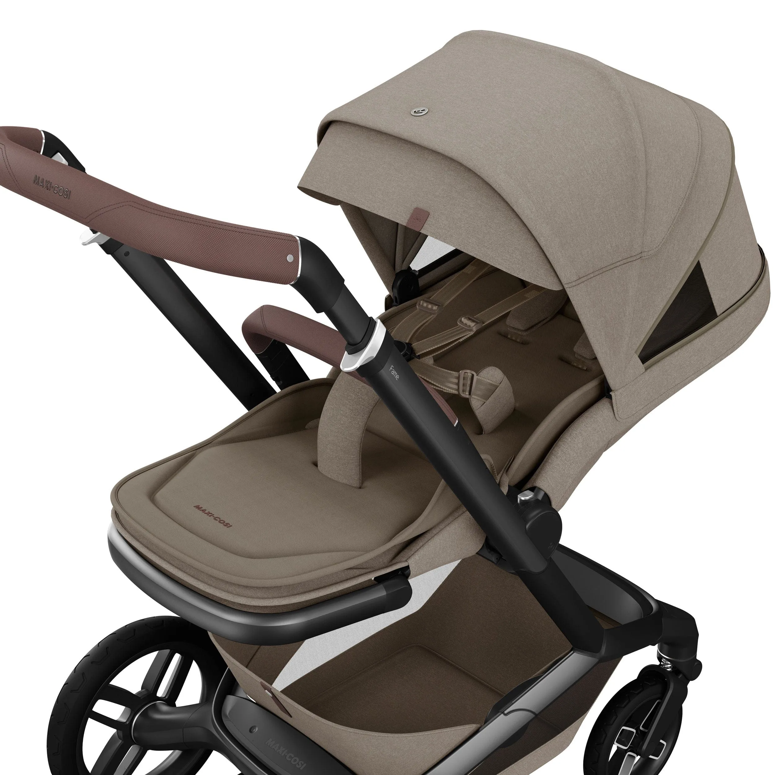 Maxi-Cosi FAME Travel System (Pebble 360 Pro 2 & Base KIT) in Twillic Truffle - Black Wheels