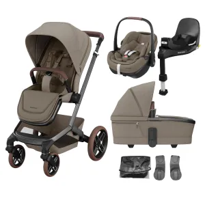 Maxi-Cosi FAME Travel System (Pebble 360 Pro 2 & Base KIT) in Twillic Truffle - Brown Wheels